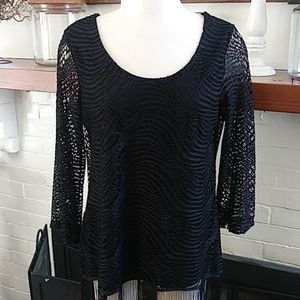 Melissa Paige Black Fringed Top